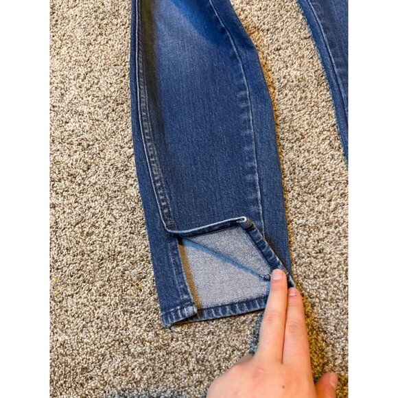 AMO High-Rise Twist Sweetheart Stretch Denim Split Ankle Skinny Blue Wash Jeans - Picture 5 of 11